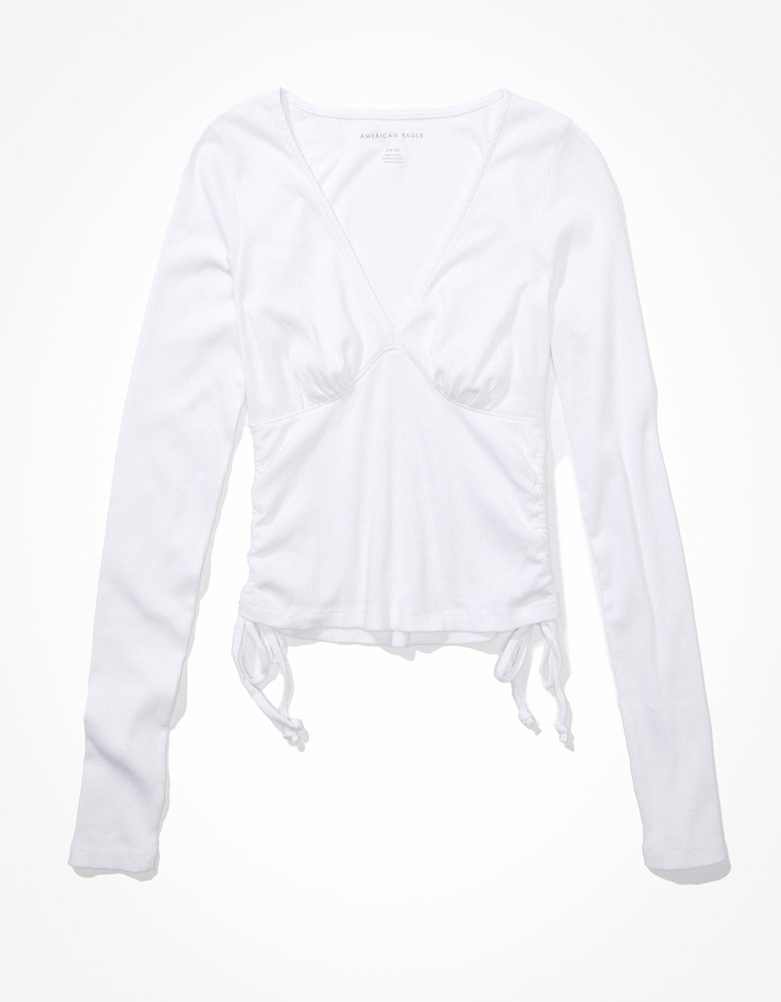 Camiseta AE de manga larga cropped. - Blanco 3375_8394_100_f