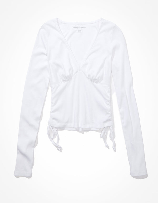 Camiseta AE de manga larga cropped. - Blanco