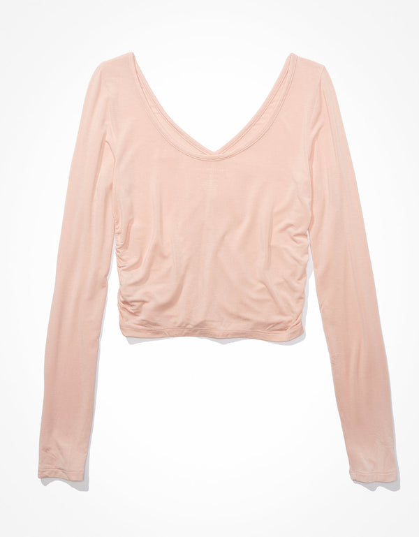 Camiseta AE acanalada de manga larga Soft & Sexy - Rosa