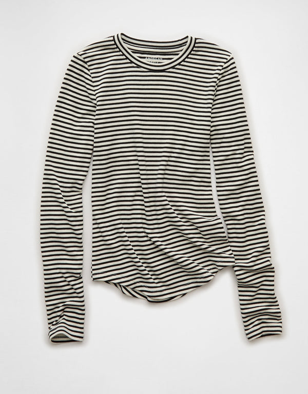 Camiseta de Manga Larga Tipo Henley Ae - Negro