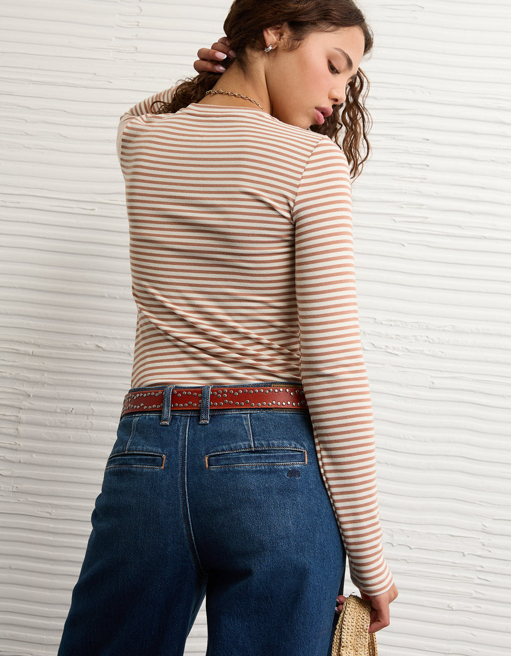 Camiseta de Manga Larga Tipo Henley Ae - Café 3376_1391_200_ob