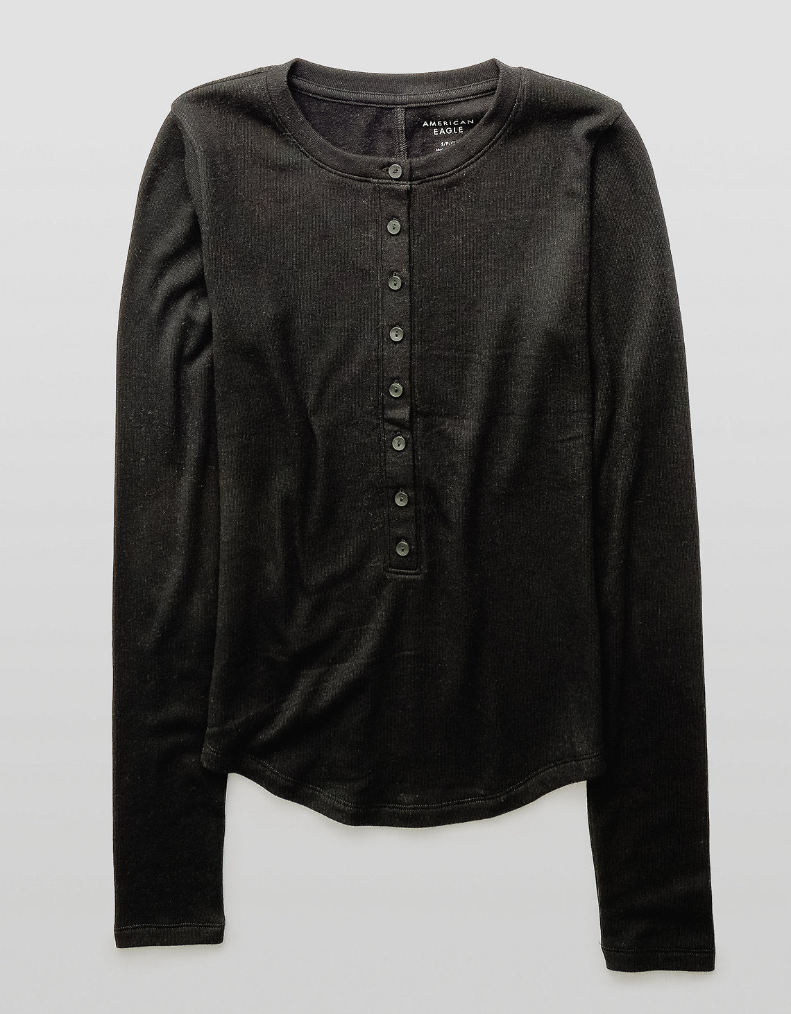 Camiseta de Manga Larga Tipo Henley Ae - Negro 3376_1500_001_f