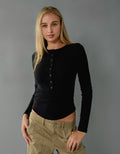 Camiseta de Manga Larga Tipo Henley Ae - Negro 3376_1500_001_of