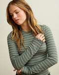 Camiseta de Manga Larga Tejido Waffle Suave y Sexy Ae - Verde 3376_1827_309_of