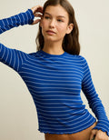Camiseta de Manga Larga Tejido Waffle Suave y Sexy Ae - Azul 3376_1827_400_of