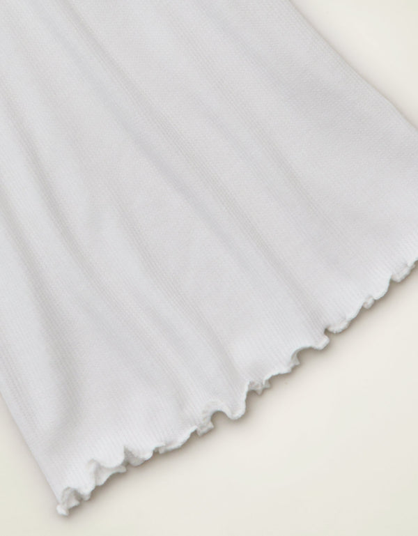 Camiseta de Manga Larga Tejido Waffle Suave y Sexy Ae - Blanco