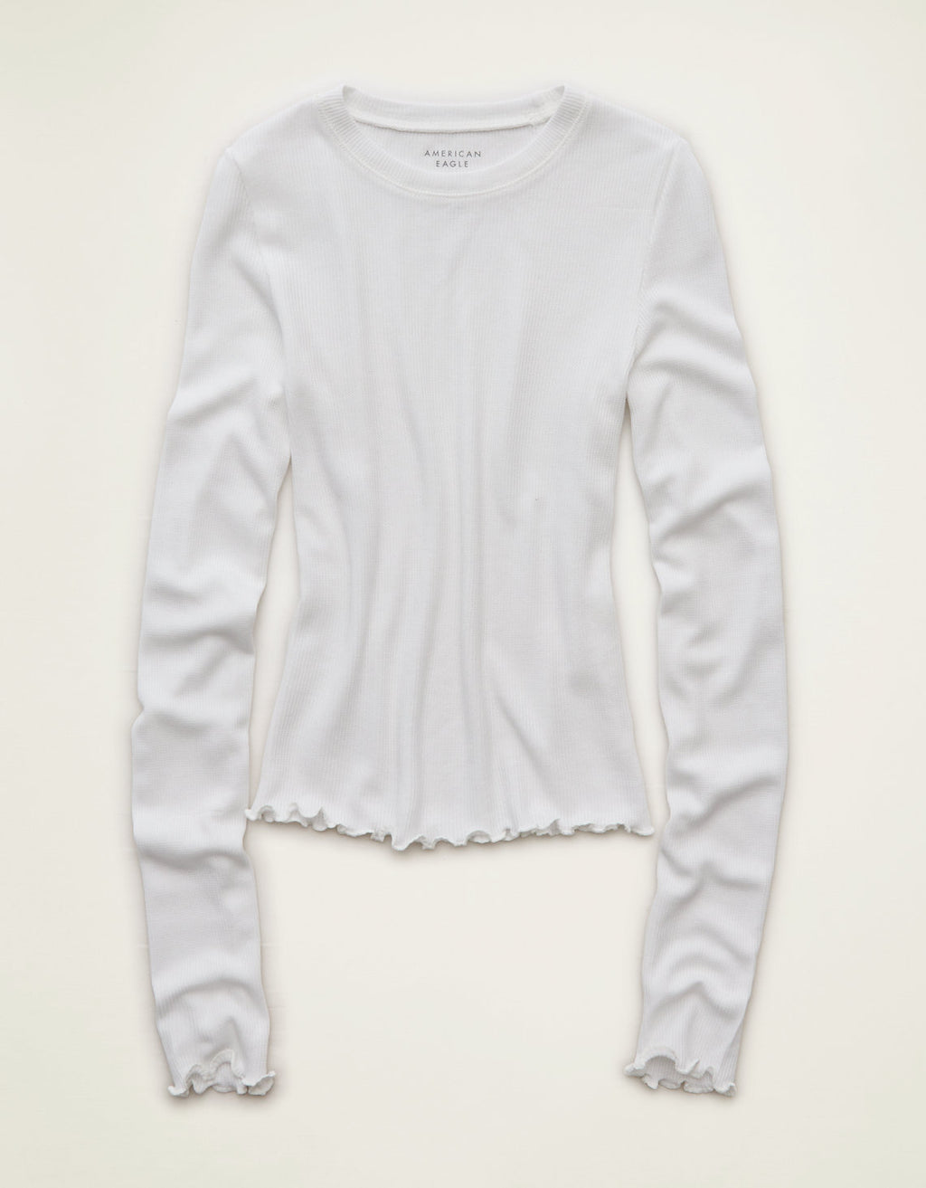 Camiseta de Manga Larga Tejido Waffle Suave y Sexy Ae - Blanco 3376_1828_139_f