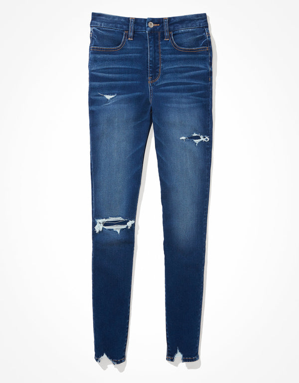 Jegging AE Forever Soft con parches de tiro súper alto - Azul