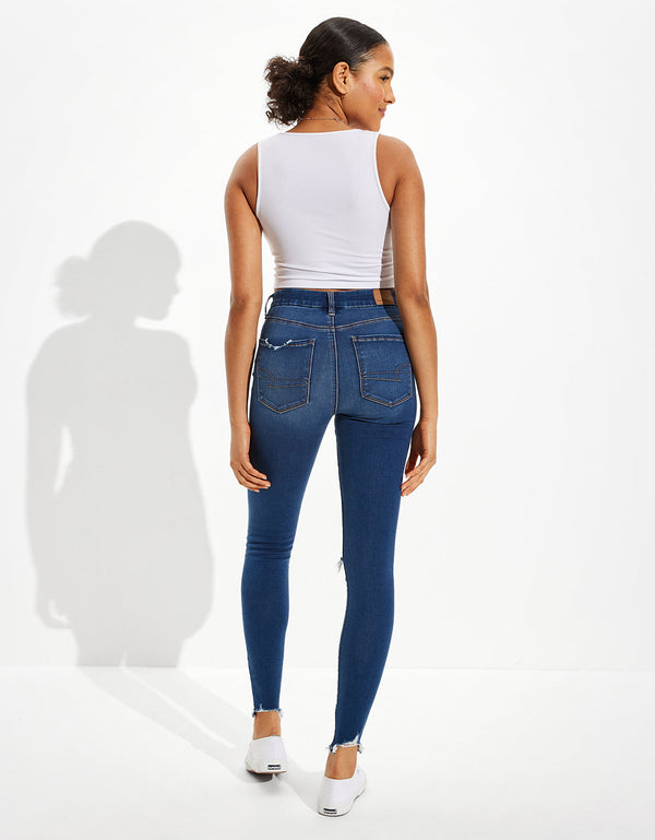 Jegging AE Forever Soft con parches de tiro súper alto - Azul