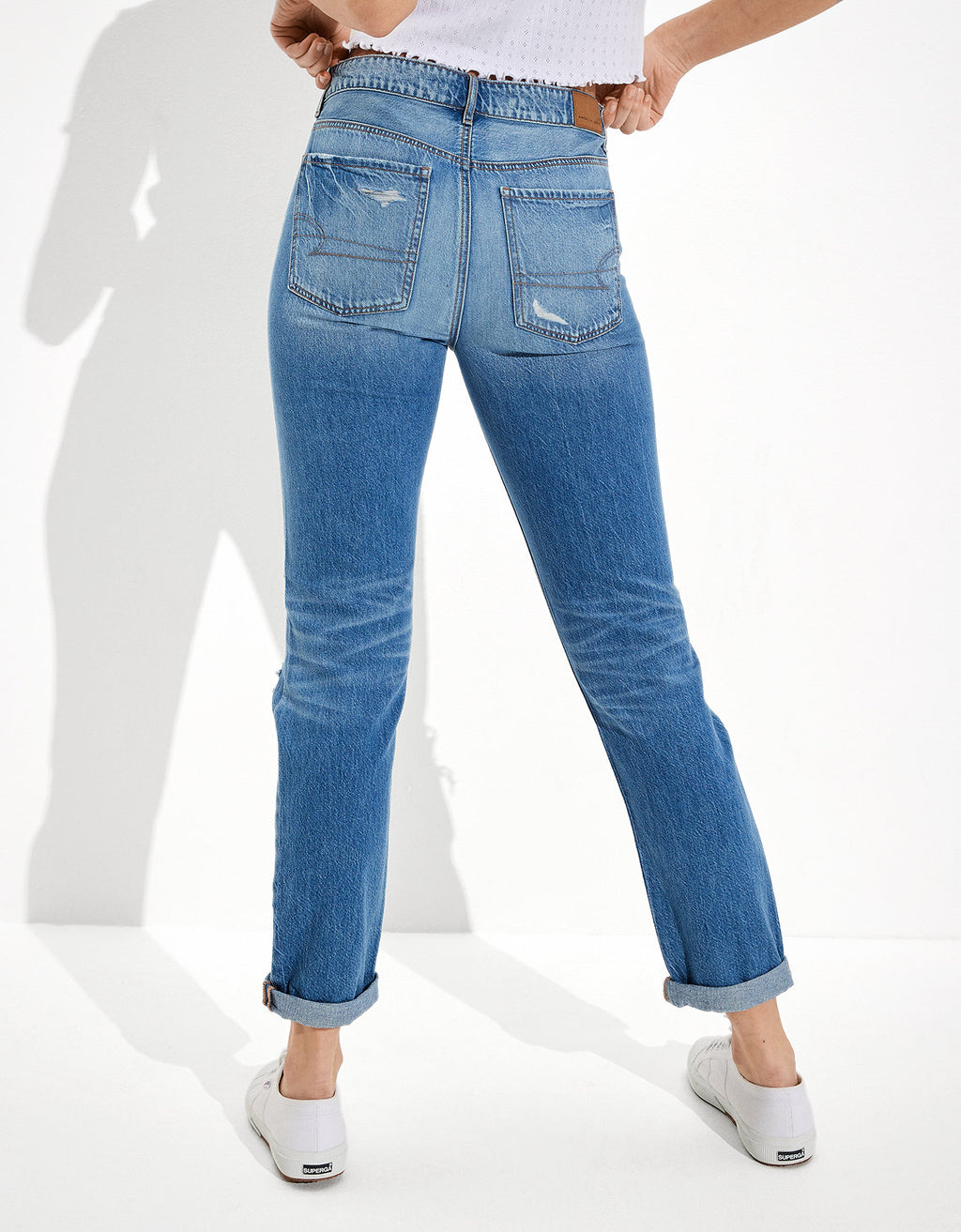 Jean Tomgirl Tiro Bajo Con Rotos Ae - Azul 3436_3908_485_ob