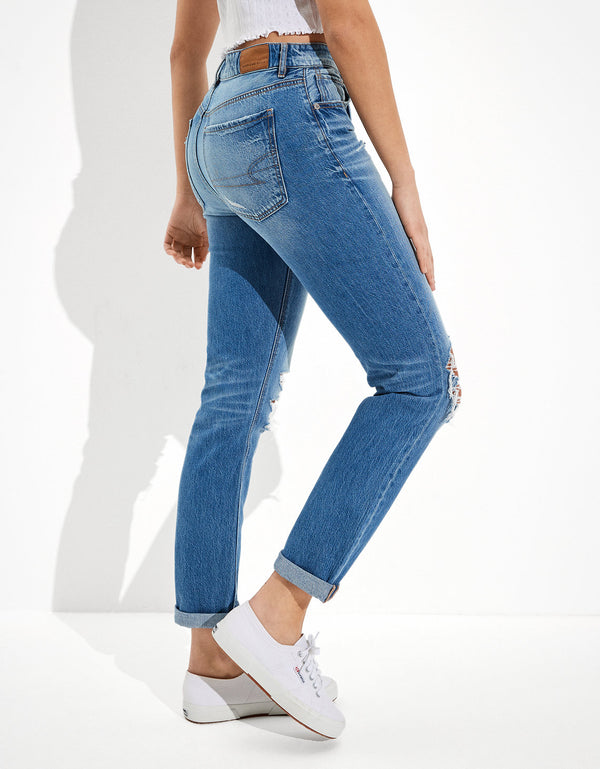 Jean Tomgirl Tiro Bajo Con Rotos Ae - Azul