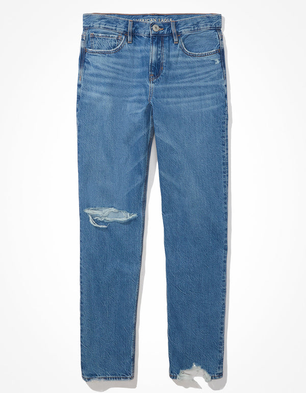 Jean Straight x The Jeans Redesign con Rotos Ae - Azul