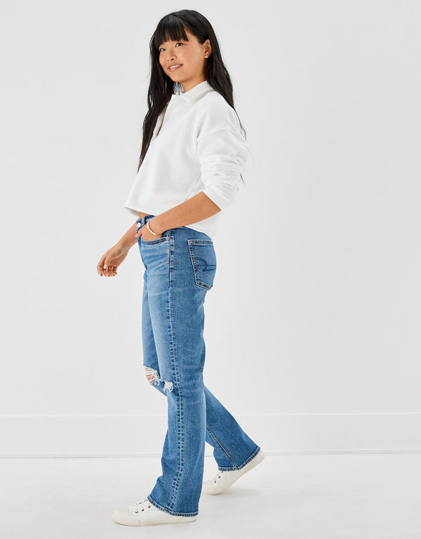Jean Bootcut con Rotos Ae - Azul