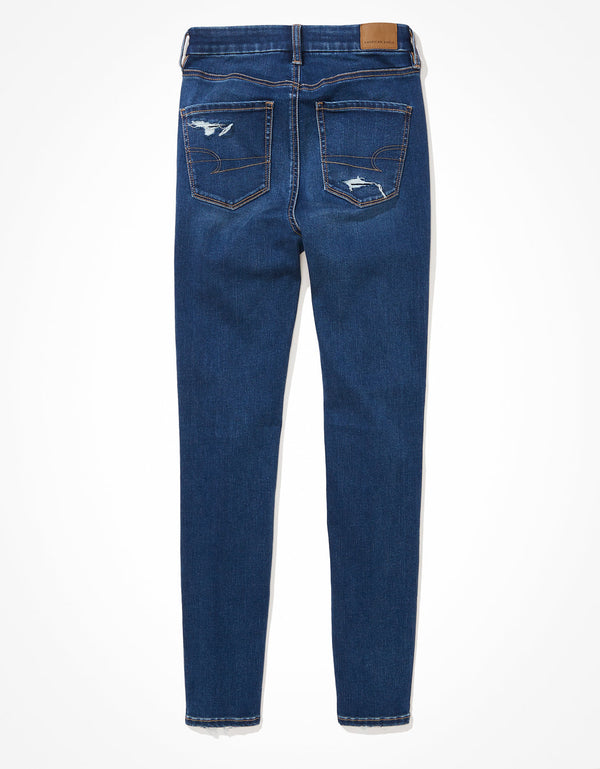 Jegging Tiro Alto con Rotos Ae - Azul