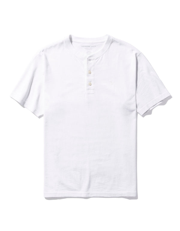 Camiseta cuello Henley manga corta Hombre AE - Blanco