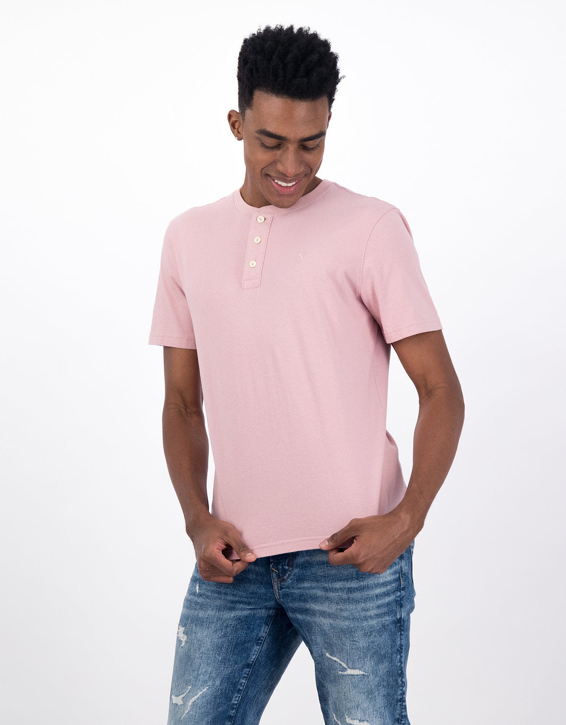 Camiseta cuello Henley manga corta Hombre AE - Generico 4165_1740_182_of