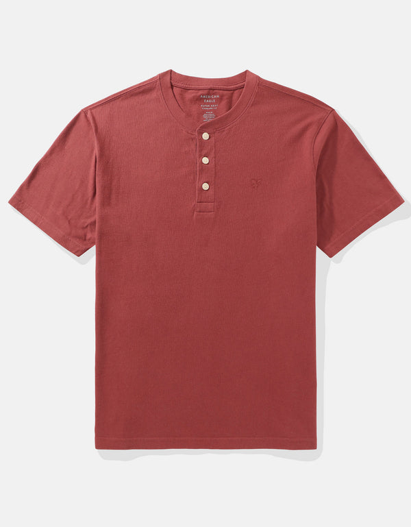 Camiseta cuello Henley manga corta Hombre AE - Café