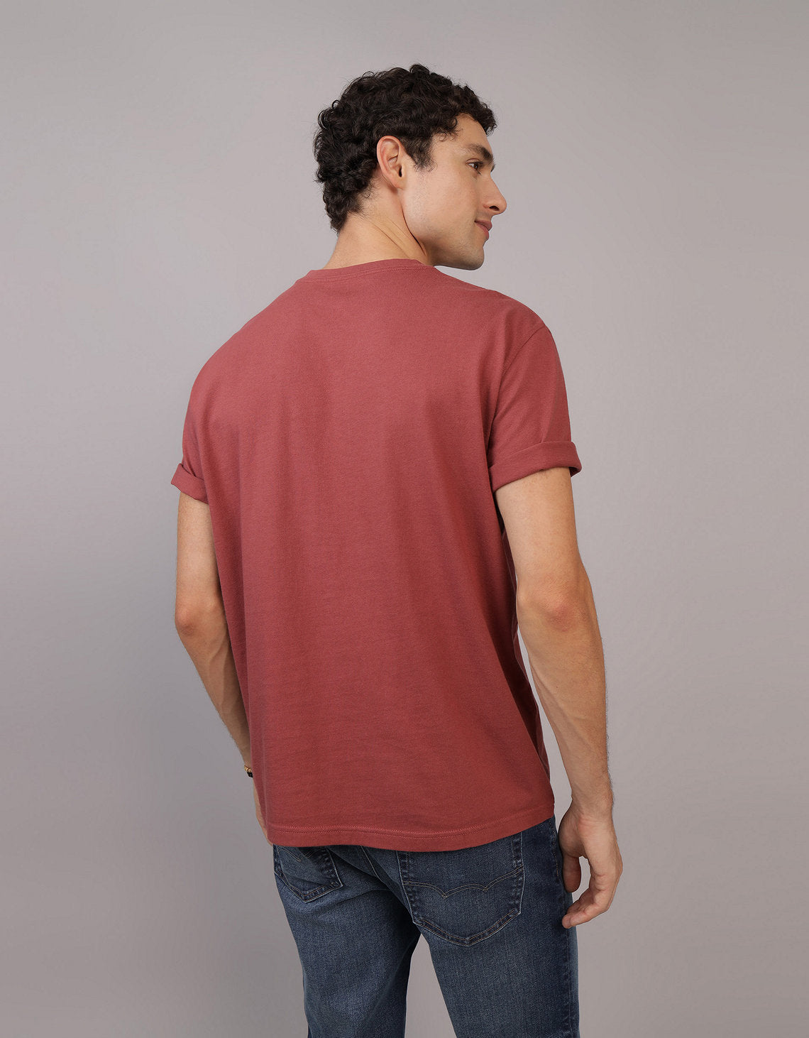Camiseta cuello Henley manga corta Hombre AE - Café 4165_1740_244_ob