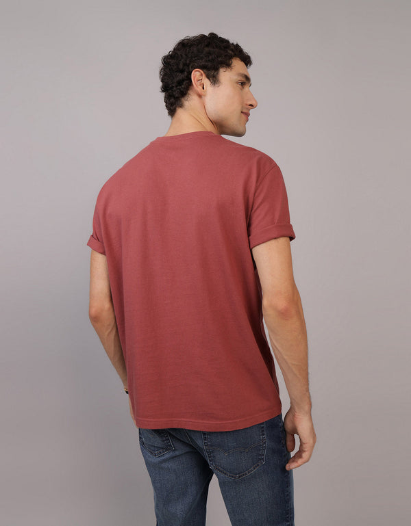 Camiseta cuello Henley manga corta Hombre AE - Café