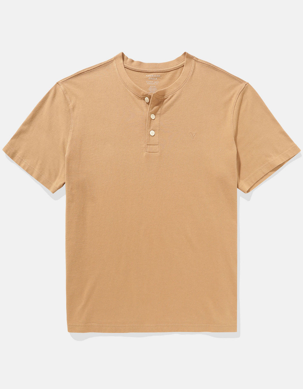 Camiseta cuello Henley manga corta Hombre AE - Caqui 4165_1740_273_f