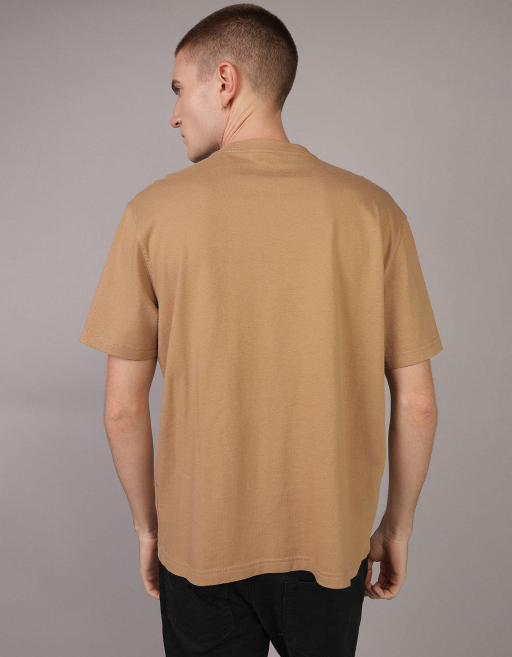 Camiseta cuello Henley manga corta Hombre AE - Caqui 4165_1740_273_ob