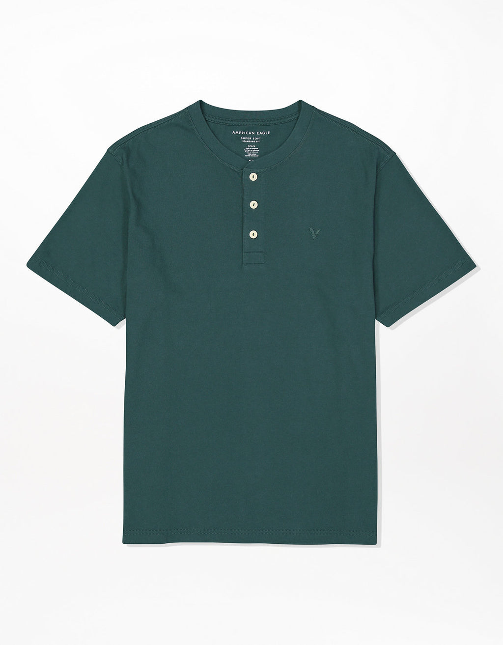Camiseta cuello Henley manga corta Hombre AE - Verde 4165_1740_300_f