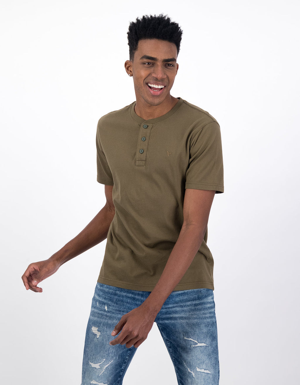 Camiseta cuello Henley manga corta Hombre AE - Generico 4165_1740_309_of
