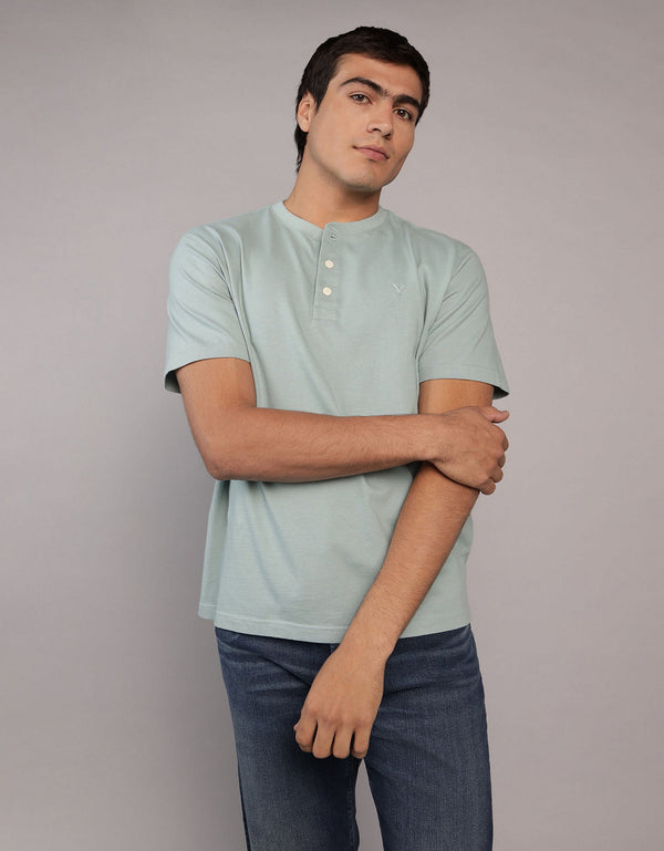 Camiseta cuello Henley manga corta Hombre AE - Generico