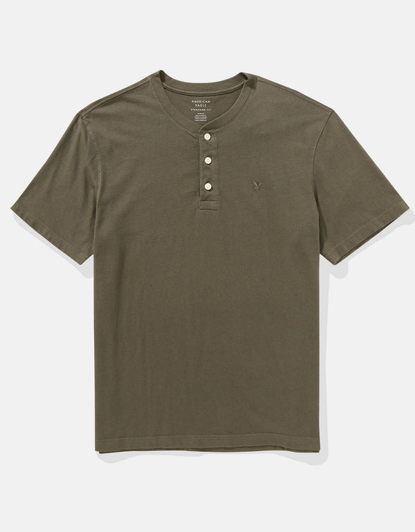 Camiseta cuello Henley manga corta Hombre AE - Generico