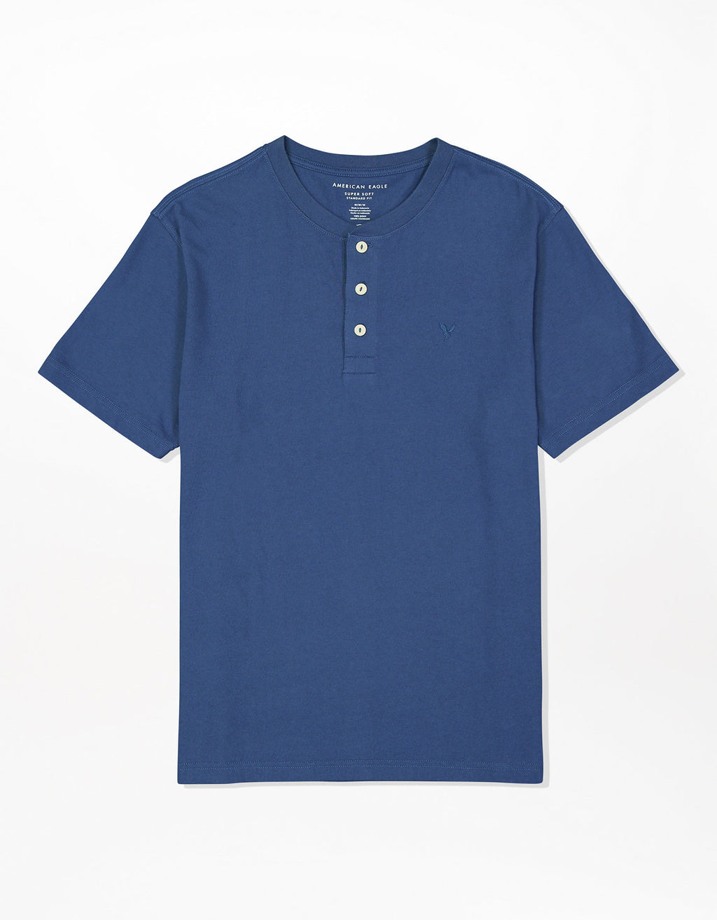 Camiseta cuello Henley manga corta Hombre AE - Azul 4165_1740_408_f