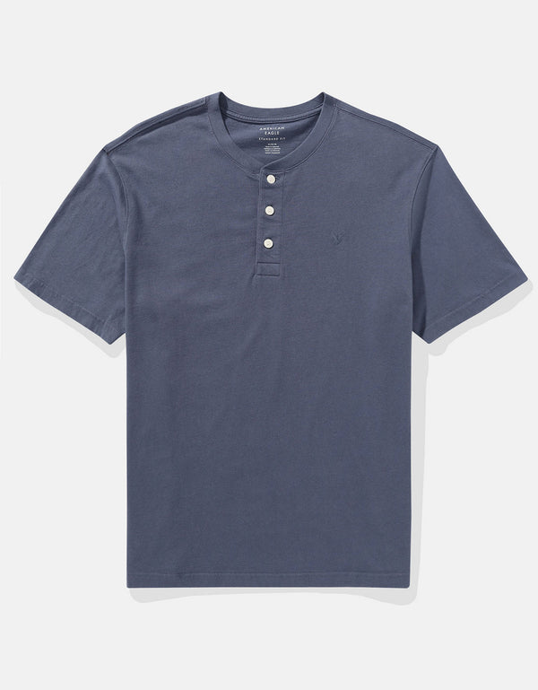 Camiseta cuello Henley manga corta Hombre AE - Generico