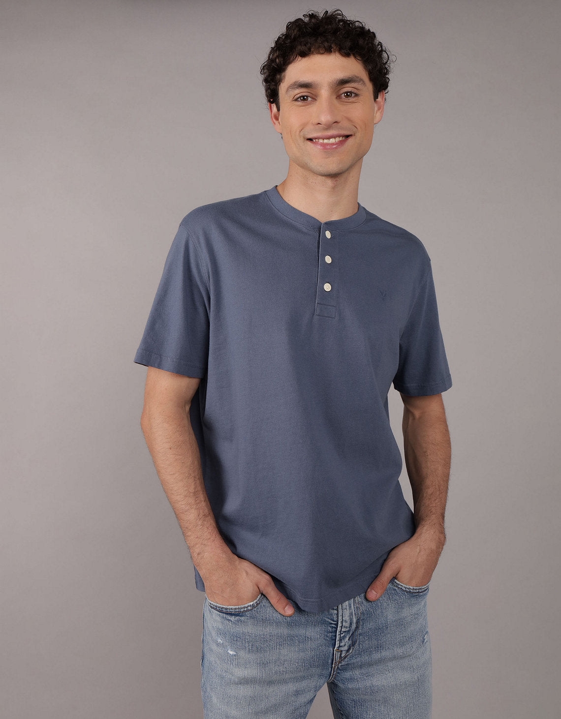 Camiseta cuello Henley manga corta Hombre AE - Generico 4165_1740_526_of
