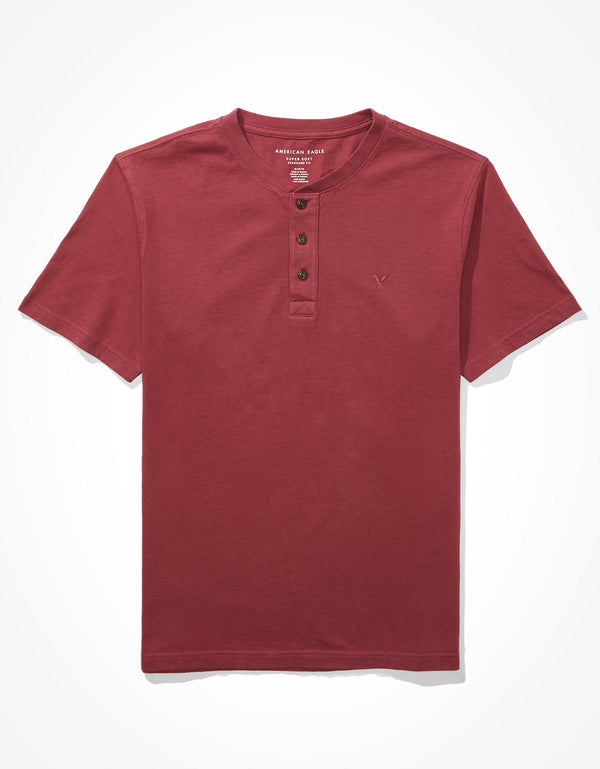 Camiseta cuello Henley manga corta Hombre AE - Generico