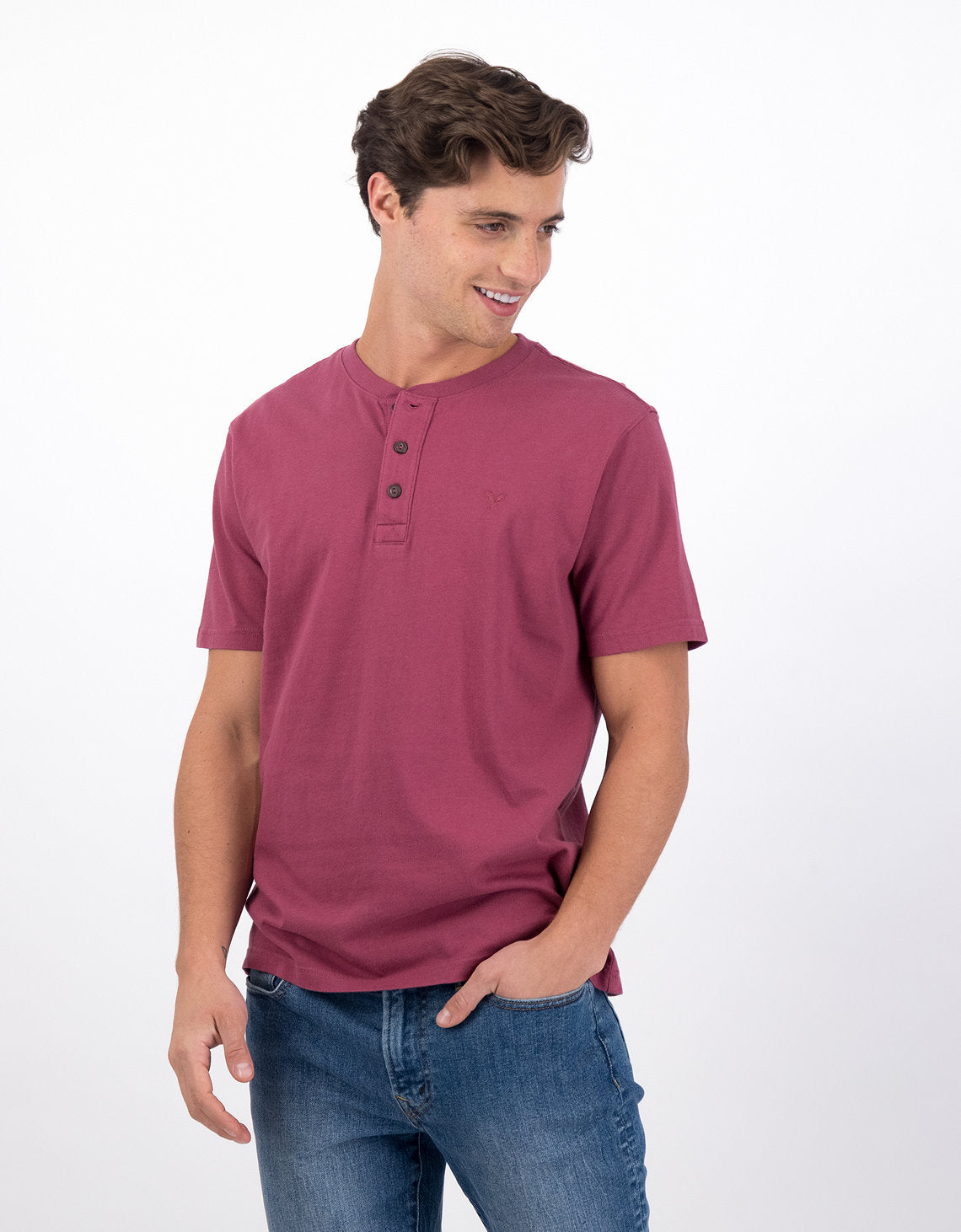 Camiseta cuello Henley manga corta Hombre AE - Generico 4165_1740_613_of