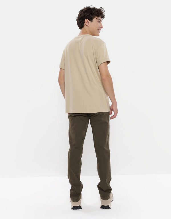 Camiseta cuello Henley manga corta Hombre AE - Beige