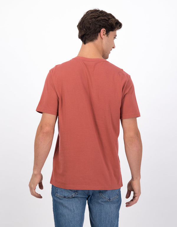 Camiseta cuello Henley manga corta Hombre AE - Café