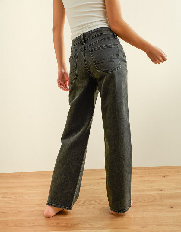 Jean AE Stretch de pierna recta de tiro alto. - Negro
