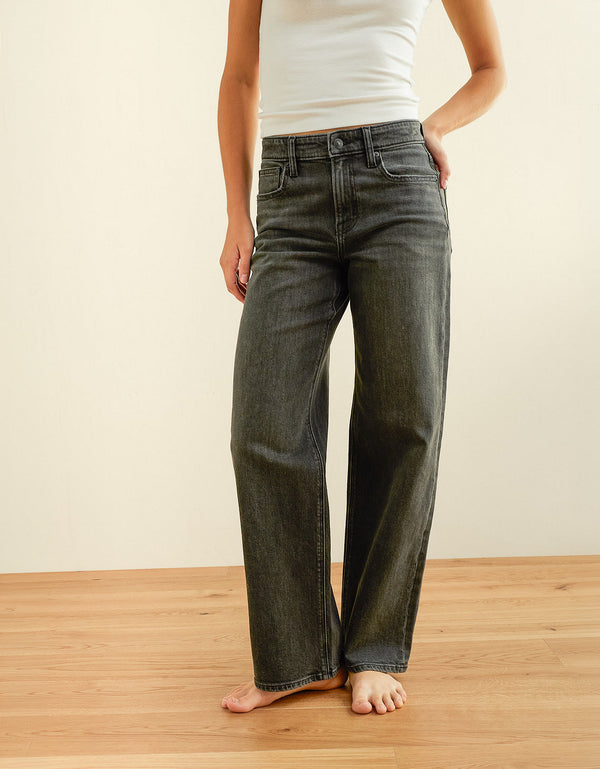 Jean AE Stretch de pierna recta de tiro alto. - Negro