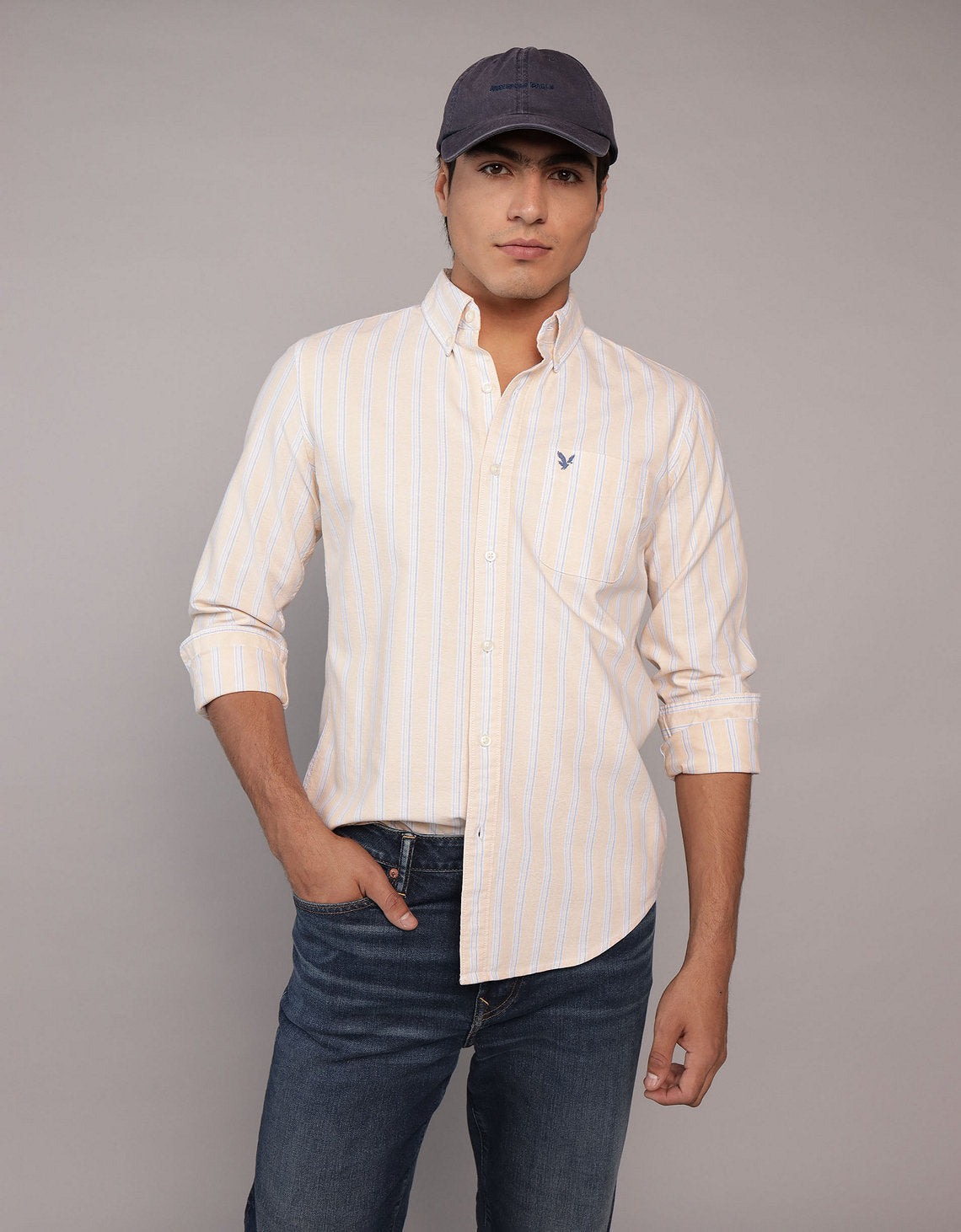Camisa Oxford Slim Fit Ae - Caqui 5153_2830_212_of