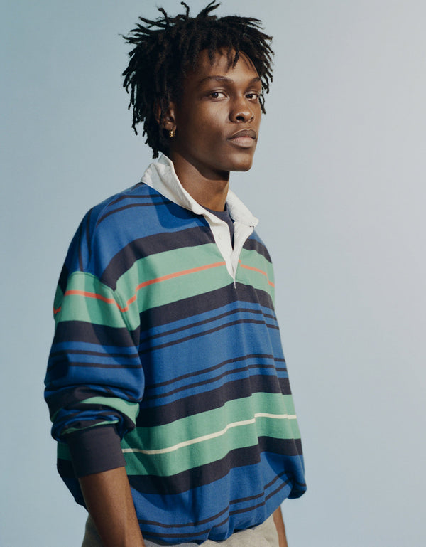 Camiseta Tipo Polo Manga Larga Boxy Ae - Azul