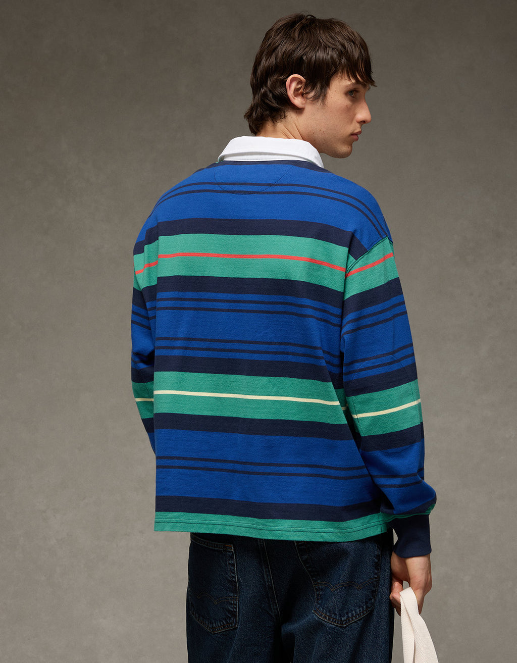 Camiseta Tipo Polo Manga Larga Boxy Ae - Azul 5171_4986_400_ob