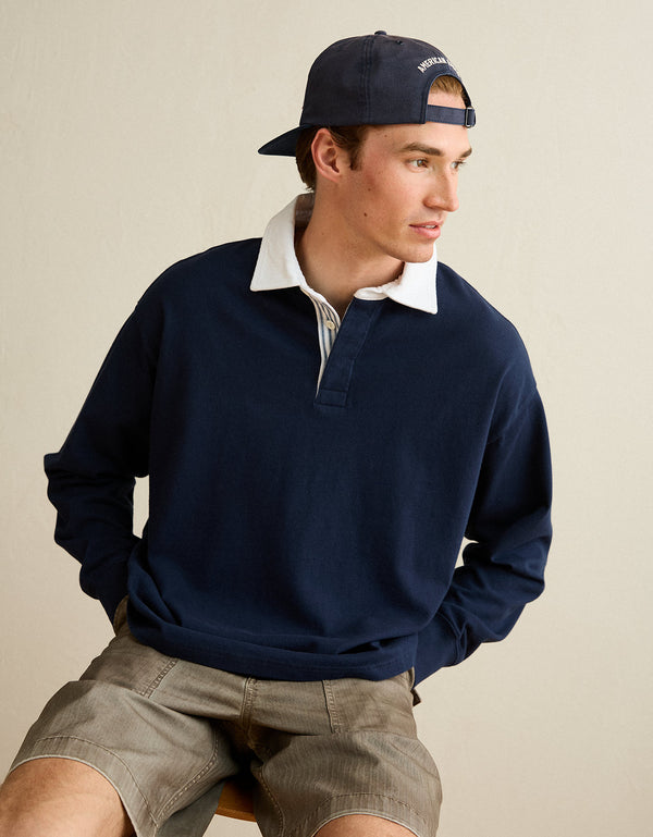 Camiseta de rugby de ajuste cuadrado - Azul