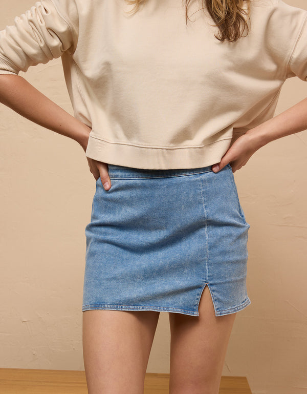 Falda AE en denim de tiro alto para mujer - Generico