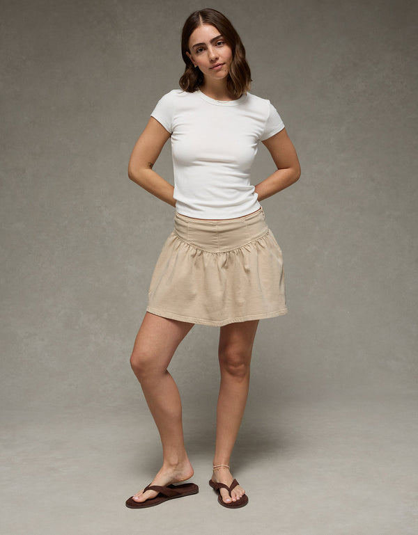 Falda pantalón mini de cintura alta Ae Stretch - Blanco